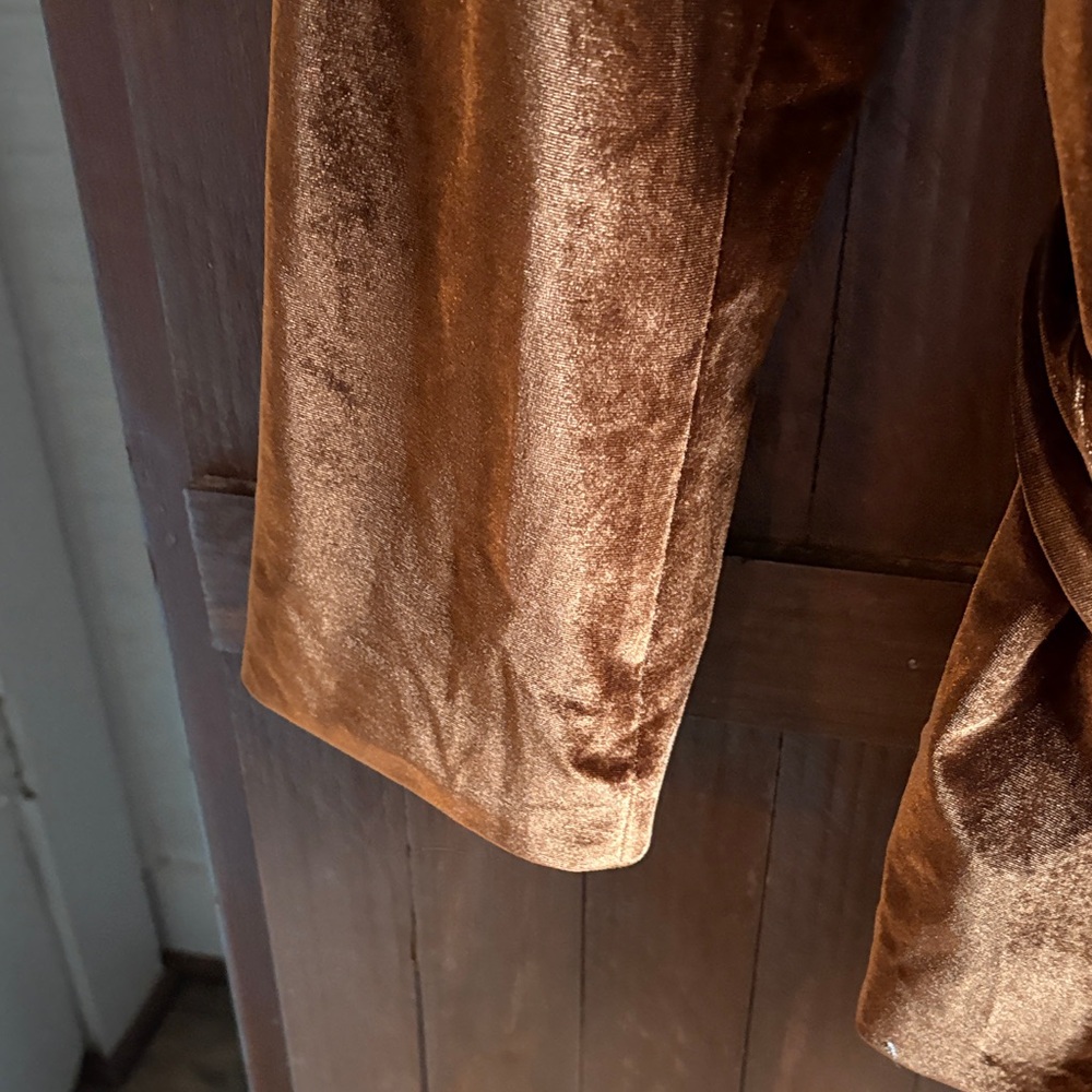 Brown Faux Velvet Women's Blazer - Picture 6 of 12